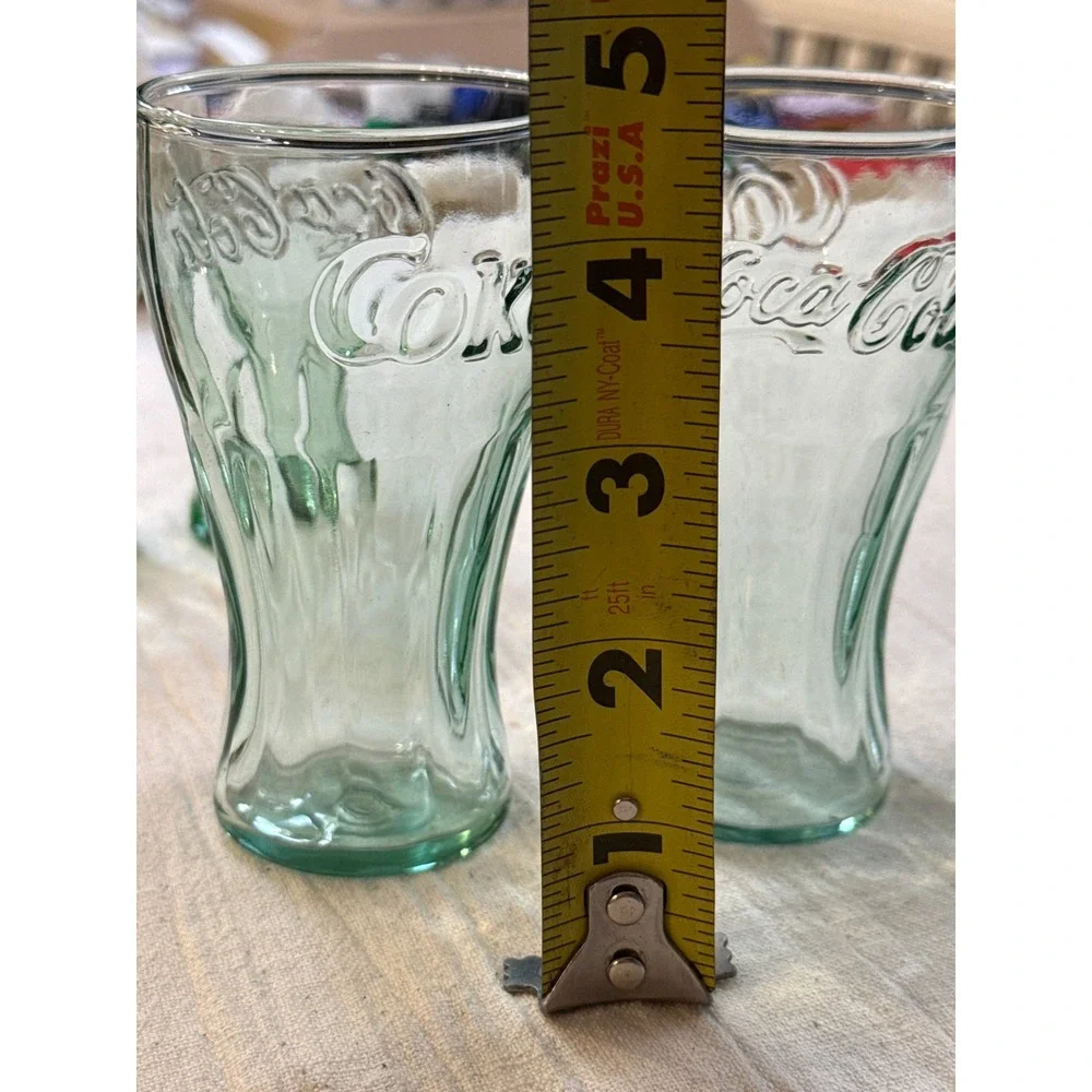 Vintage Coca-Cola Georgia Green Glass Tumblers Set of 9 Mixed Sizes Embossed